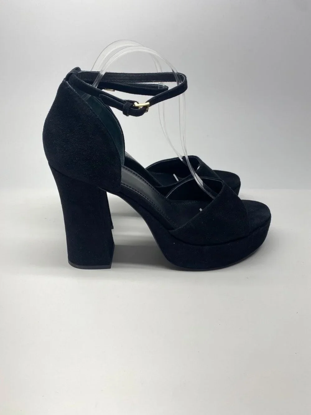 Tory Burch Women's Platform Black Suede Strap High Heel Sandals Sz 11M